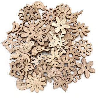 Wooden mini flower assortment to paint / color yourself (25 pieces / 33mm)