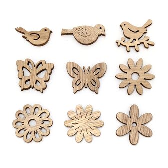 Wooden mini flower assortment to paint / color yourself (50 pieces / 33mm)