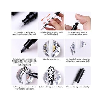 Nail Art Gel Nail Polish Pen Set 01 (3 pieces)