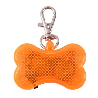 Led illuminated bone with clip for dog collar (Orange)