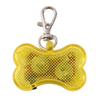Led illuminated bone with clip for dog collar (Yellow)