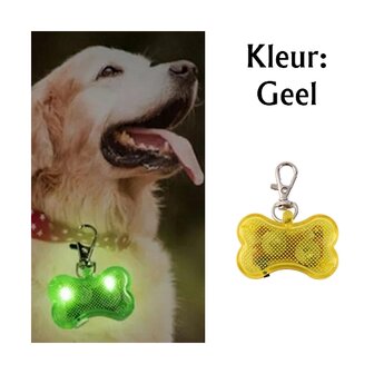 Led illuminated bone with clip for dog collar (Yellow)