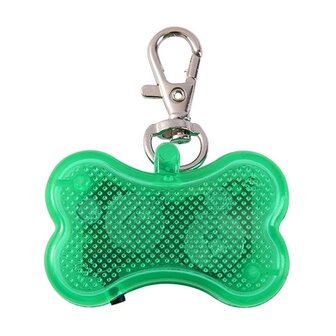 Led illuminated bone with clip for dog collar (Green)
