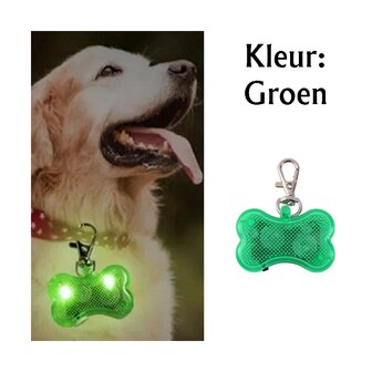 Led illuminated bone with clip for dog collar (Green)