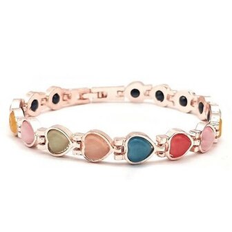 Magnetic Steel (ladies) bracelet Hearts colorful