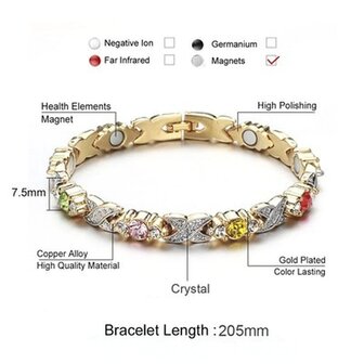 Magnetic Steel (ladies) bracelet Aby colorful gold