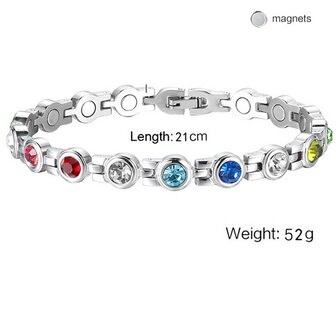 Magnetic Steel (ladies) bracelet Aggy 02 (Red-Silver coloring)