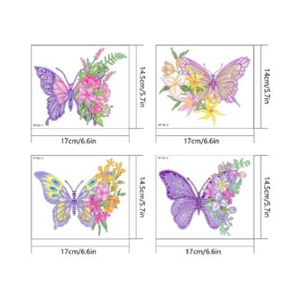 Diamond Painting Sticker Large - Butterflies 02 - 4 pieces (17cm)