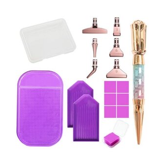 Diamond Painting Toolkit Rose Gold 02 with adhesive mat and attachments