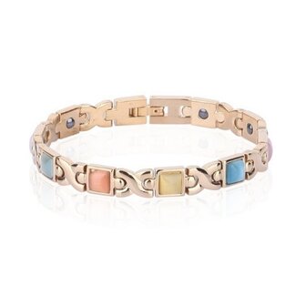 Magnetic Steel (ladies) bracelet Jamy 22 (Colorful-Rose Gold colored)