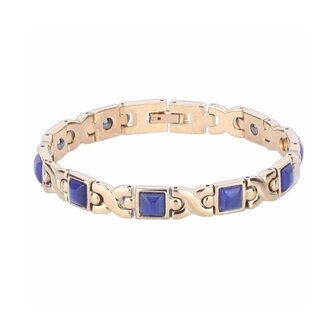 Magnetic Steel (ladies) bracelet Jamy 20 (Blue-Gold colored)