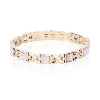 Magnetic Steel (ladies) bracelet Jamy 19 (Pink-Gold colored)