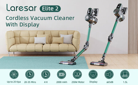 Laresar - Elite 2 Steel Vacuum cleaner with articulated arm - bagless - battery 2000mAh - 1 liter reservoir