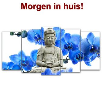 Diamond Painting Buddha Blauwe Orchidee 75x40cm