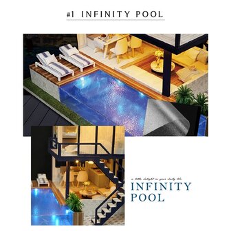 Miniature self-build house with swimming pool (including lighting)