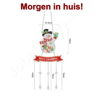 Diamond Painting Hangend Ornament met kettinkjes 10 Sneeuwpop