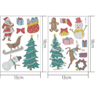 Diamond Painting Sticker Set Christmas 004 (17 pieces)