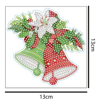 Diamond Painting Christmas sticker large Christmas bells 02 (13cm)