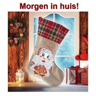 Diamond Painting Kerst Sok 08 (Kerstman/30cm)