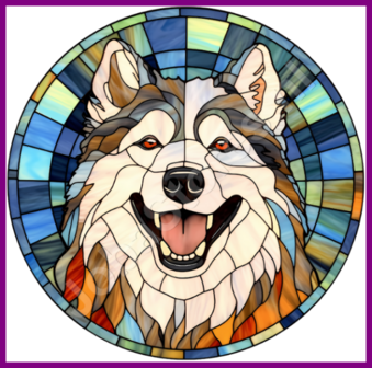 Diamond Painting Glas in lood Hond - Alaska Malamute