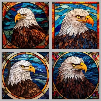 Diamond Painting Patterns Stained Glass Eagle 01 20x20cm (4 pieces)