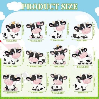 Diamond Painting Keychain Set Cute Cows (12 pieces)