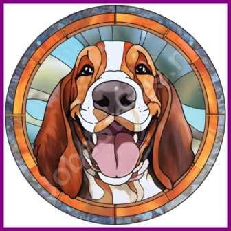 Diamond Painting Glas in lood Hond - Basset Hound