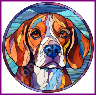 Diamond Painting Glas in lood Hond - Beagle