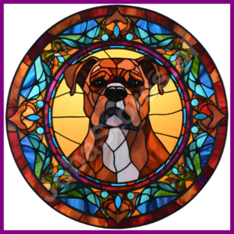 Diamond Painting Glas in lood Hond - Boxer