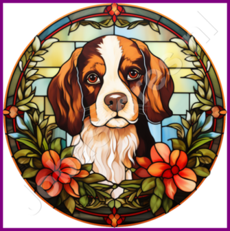 Diamond Painting Glas in lood Kerst Hond