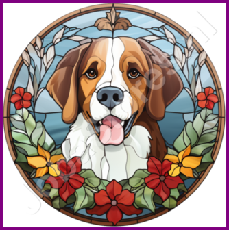 Diamond Painting Glas in lood Kerst Hond