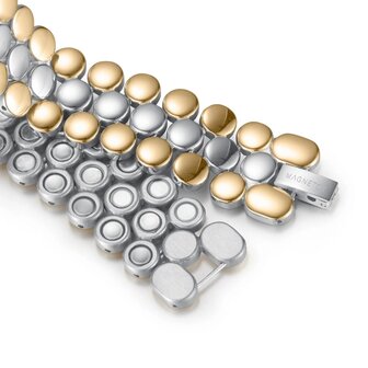 Magnetic steel women&#039;s / men&#039;s bracelet Lacy (gold + silver colored)