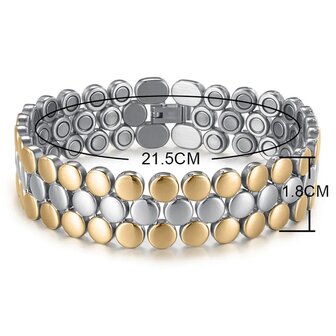 Magnetic steel women&#039;s / men&#039;s bracelet Lacy (gold + silver colored)