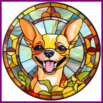 Diamond Painting Glas in lood Hond - Chihuahua