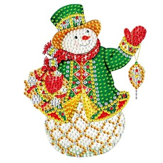 Diamond Painting Kerst sticker groot Sneeuwpop (15cm)