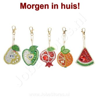 Diamond Painting Sleutelhanger Set Fruit 02 (5 stuks)