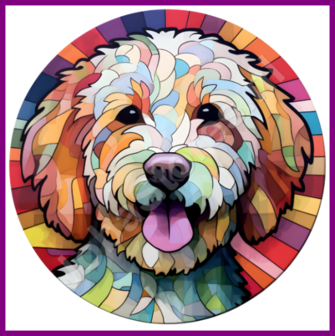 Diamond Painting Glas in lood Hond - Labradoodle