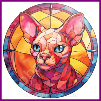 Diamond Painting Glas in lood Kat - Sphynx