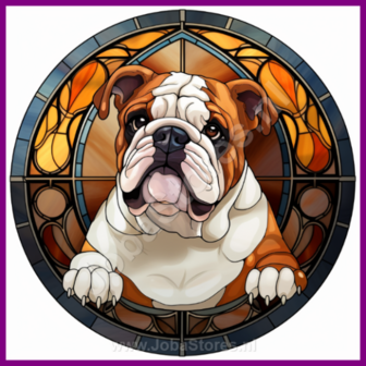 Diamond Painting Glas in lood Hond - Engelse Bulldog