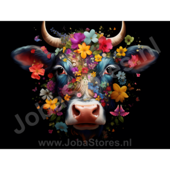 Diamond Painting Koe met bloemen