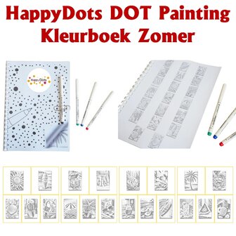 HappyDots DOT Painting Kleurboek Zomer - 20 stippelschilderijen