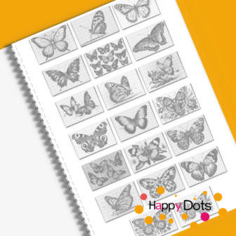 HappyDots DOT Painting Kleurboek Vlinders - inclusief 3 stiften - 20 stippelschilderijen