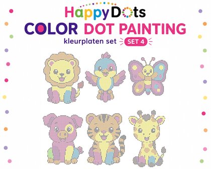 HappyDots Color DOT Painting Coloring Pages Set Colorful Animals