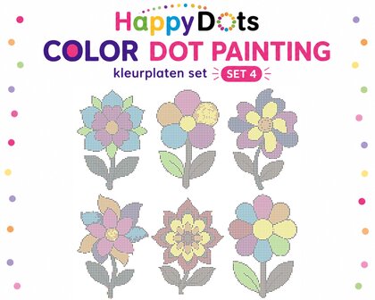 HappyDots Color DOT Painting Coloring Pages Set Flowers
