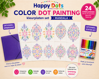 HappyDots Color DOT Painting Mandala Coloring Pages Set