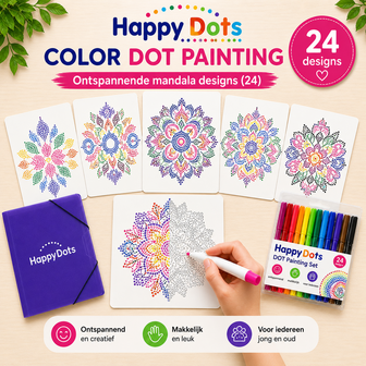 HappyDots Color DOT Painting Mandala Coloring Pages Set