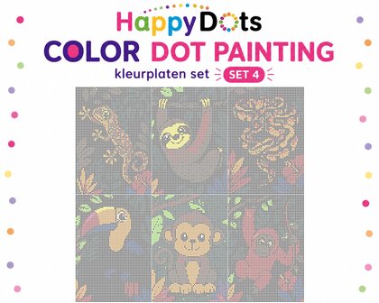 HappyDots Color DOT Painting set Jungle animals A4