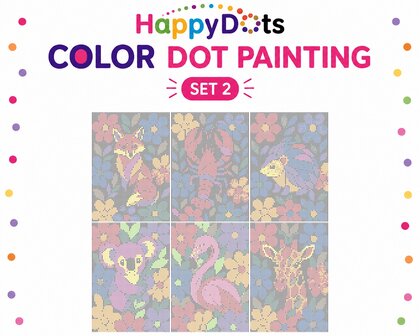 HappyDots Color DOT Painting set Animals among flowers A4