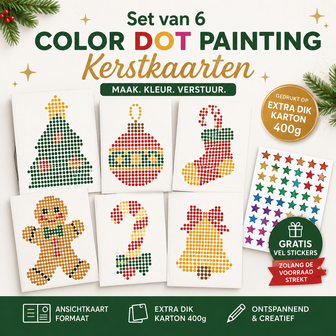 HappyDots Color DOT Painting Christmas Cards set 001 A6