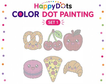 HappyDots Color DOT Painting set Kawaii food A4